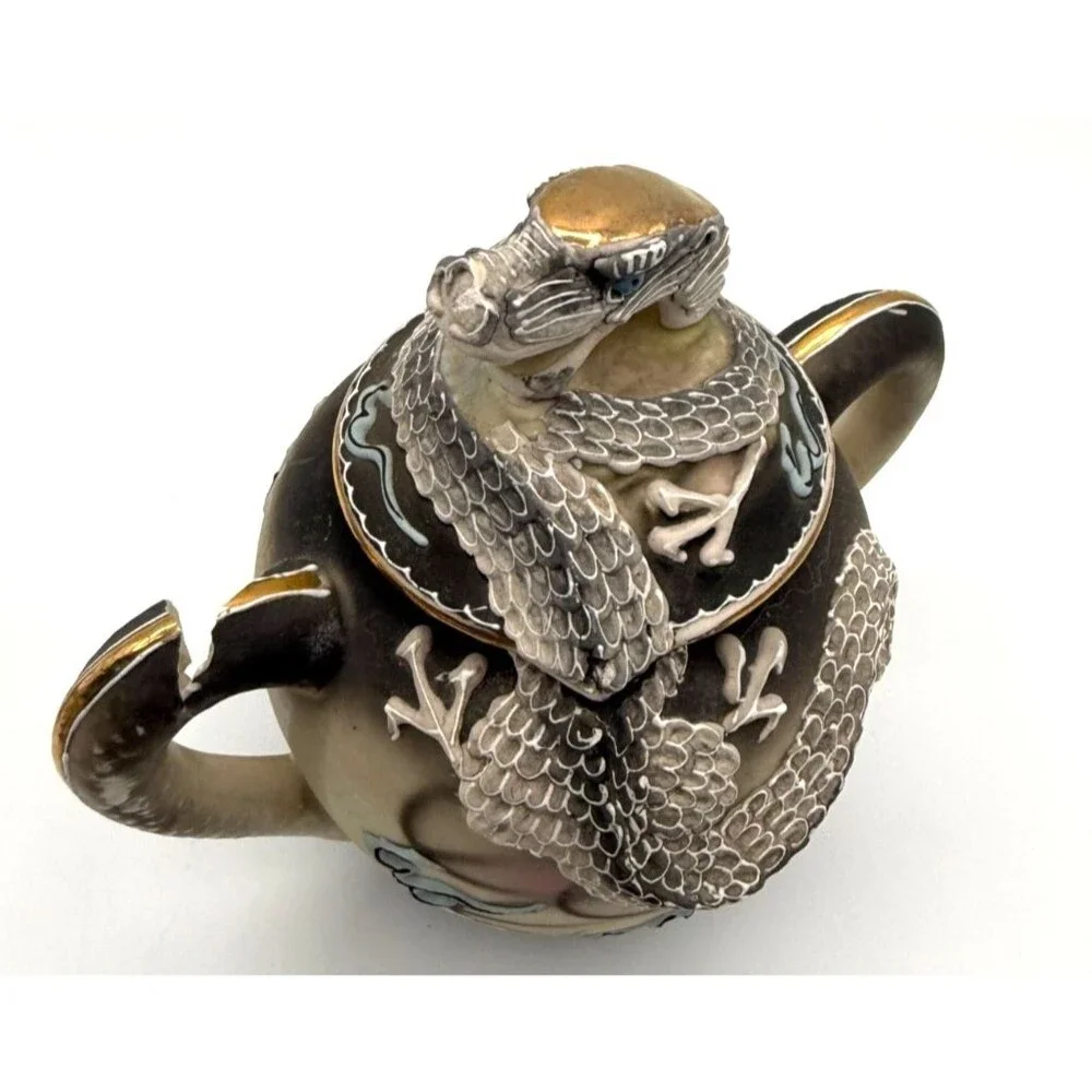 Vintage Dragon Ware Tea Set Moriage 13 Pieces Made in Japan 1940s